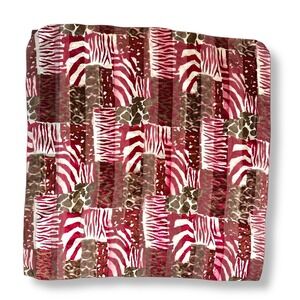 Camouflage Animal Print Patchwork Square Scarf Burgundy Brown Metallic Sheer 35"